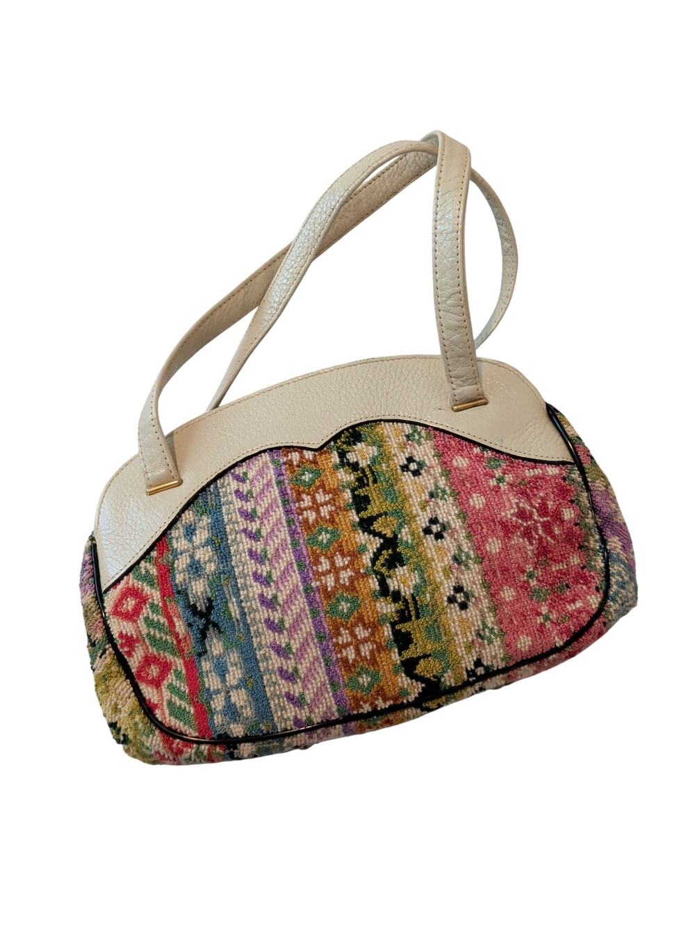 Vintage 60s Margolin Adorable Terrycloth Tapestry Carpet Mini Bag Retro Boho Mod
